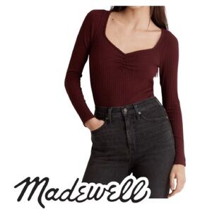 Madewell | Ribbed Sweetheart Top in Cabernet